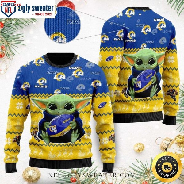 Los Angeles Rams Baby Yoda Ugly Xmas Sweater