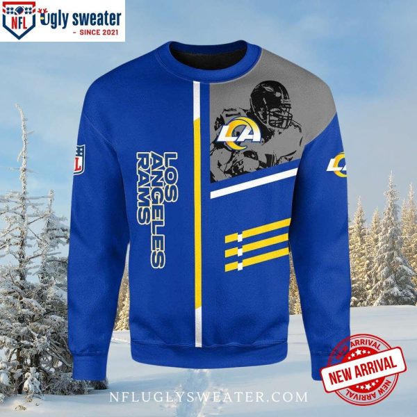 Los Angeles Rams Blue Christmas Sweater With Player Design