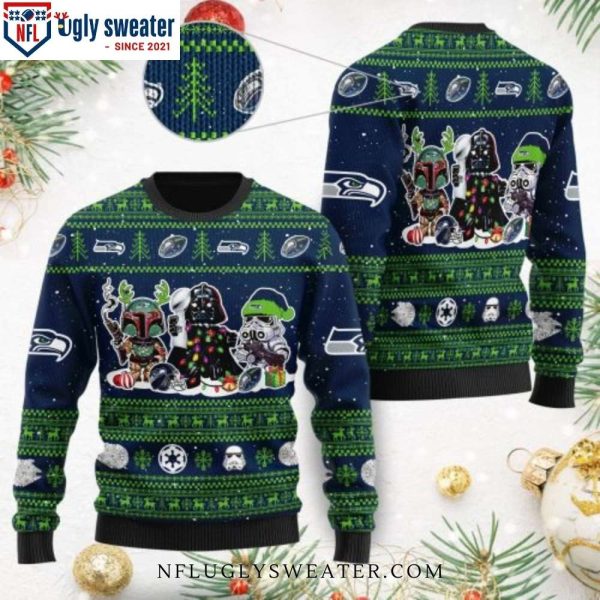 Mandala Logo Motifs Seattle Seahawks Ugly Christmas Sweater