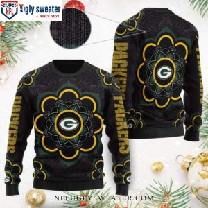 Mandala Logo Print Green Bay Packers Ugly Christmas Sweater