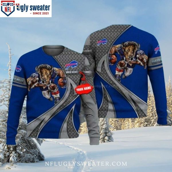 Mascot Magic – Personalized Buffalo Bills Ugly Sweater For Fans