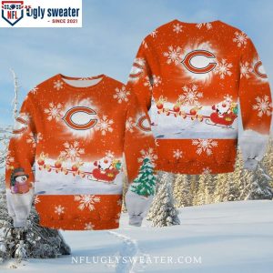 Men’s Chicago Bears Ugly Sweater – Logo Print With Santa And Reindeer