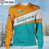 Miami Dolphins Christmas Sweater – Edgy Skull Logo Graphic