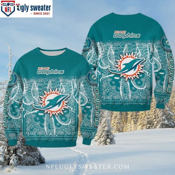 Miami Dolphins Logo Bandana Pattern Sweater Unique Gift For Fans