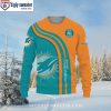 Miami Dolphins Ugly Christmas Sweater – Checkered Flannel Logo Design