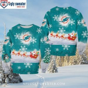 Miami Dolphins Ugly Christmas Sweater – Cute Santa Claus Graphic