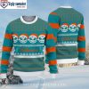 Miami Dolphins Ugly Christmas Sweater – Festive Logo With Christmas Hat Print