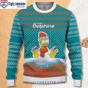 Miami Dolphins Ugly Christmas Sweater – Hilarious Simpson Graphic