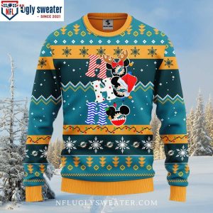 Miami Dolphins Ugly Christmas Sweater – Ho Ho Ho Mickey Logo Print