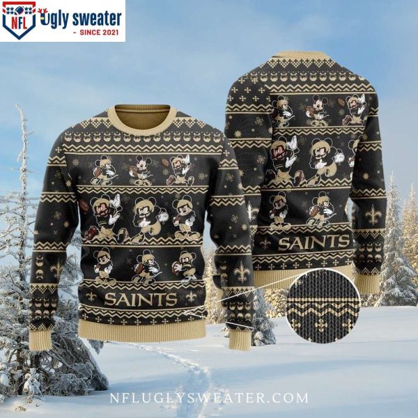 Mickey And Friends Football Fun – New Orleans Saints Ugly Xmas Sweater