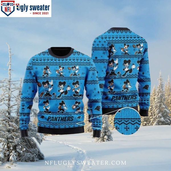 Mickey Holiday Edition Carolina Panthers Ugly Sweater