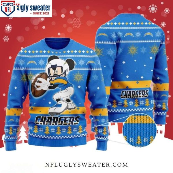 Mickey Mouse Football Los Angeles Chargers Ugly Xmas Sweater