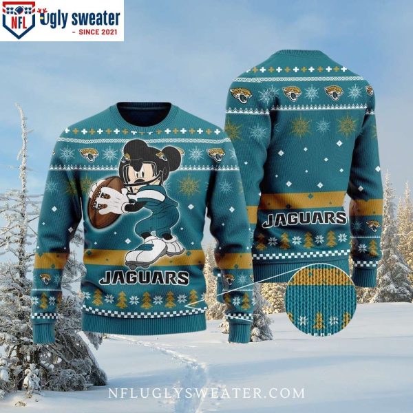 Mickey Mouse Football Player Jacksonville Jaguars Ugly Christmas Sweater