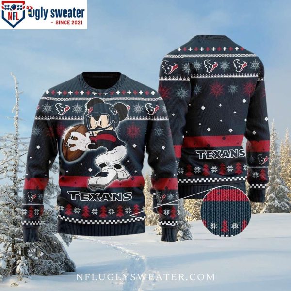 Mickey Mouse Playing Football Houston Texans Ugly Sweater