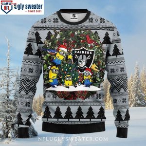 Minion And Laurel Wreath Raiders Ugly Christmas Sweater – Ideal For Fans