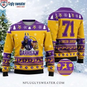 Minnesota Vikings Christian Darrisaw Player – Personalized Ugly Christmas Sweater