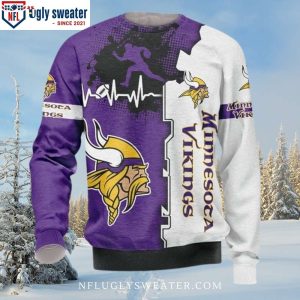 Minnesota Vikings Christmas Sweater – Logo Print With Beating Curve 3D Pattern