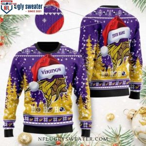 Minnesota Vikings Symbol Wearing Santa Claus Hat – Personalized Ugly Christmas