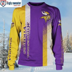 Minnesota Vikings Ugly Christmas Sweater – Logo Print With Stripes