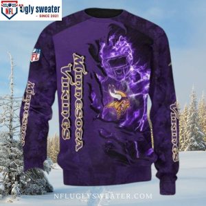 Minnesota Vikings Ugly Christmas Sweater – Purple Soccer Scratch Logo Print