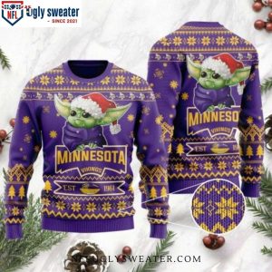 Minnesota Vikings Ugly Sweater – Cute Baby Yoda Grogu Design For Fan