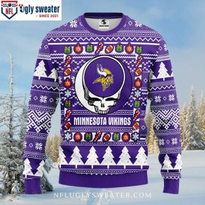 Minnesota Vikings Ugly Sweater Grateful Dead Inspired Design 1