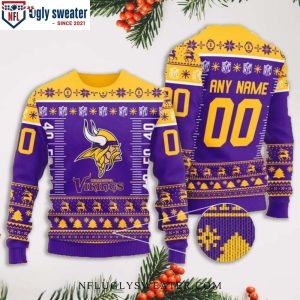 Minnesota Vikings Ugly Sweater – Logo And Football Stadium Graphics