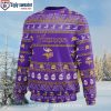 Minnesota Vikings Ugly Christmas Sweater – Purple White Logo Print For Him