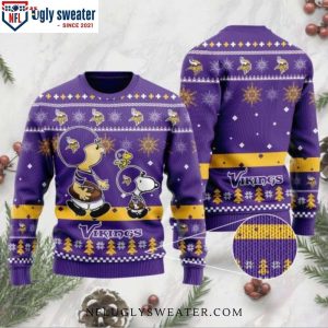 Mn Vikings Christmas Sweater – Charlie Brown Peanuts Snoopy Design