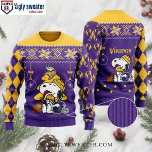 Mn Vikings Christmas Sweater – Funny Snoopy Design And Festive Logo Print