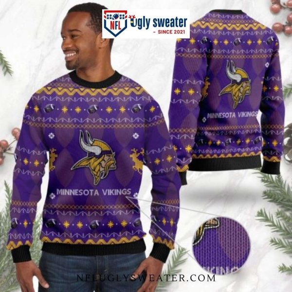 Mn Vikings Ugly Christmas Sweater – Classic Logo Print For Him