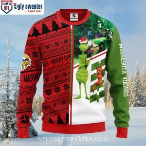 Mn Vikings Ugly Christmas Sweater Grinch And Scooby Doo Delight 2