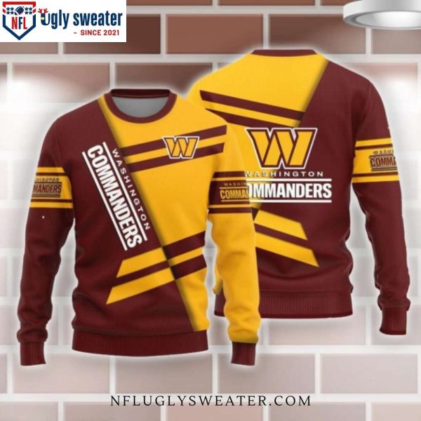 Modern Washington Commanders Diagonal Stripe Ugly Sweater