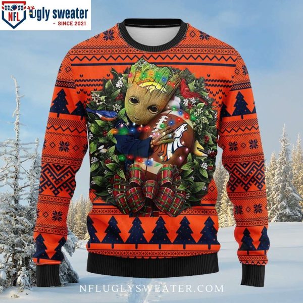 NFL Baby Groot Hug Football Graphics Broncos Ugly Sweater