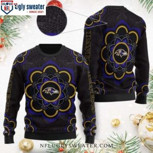 NFL Baltimore Ravens Mandala Logo Pattern Ugly Christmas Sweater