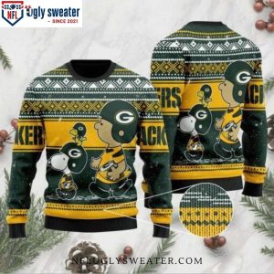 NFL Charlie Brown And Snoopy Green Bay Packers Ugly Xmas Sweater