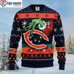 NFL Chicago Bears Light Up Sweater – Celebrate Xmas With Funny Grinch Design