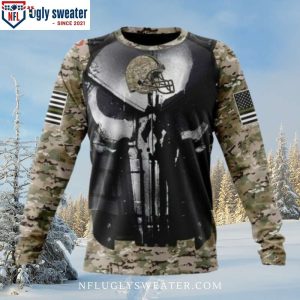 NFL Cleveland Browns Punisher Skull Graphic Christmas Sweater