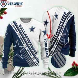 NFL Custom Name Dallas Cowboys Ugly Christmas Sweater with Logo Print – Gifts For Him