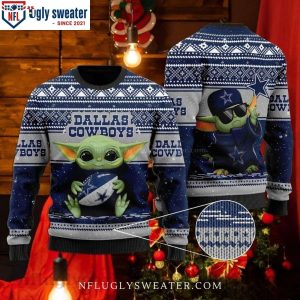 NFL Dallas Cowboys Baby Yoda All Over Print Ugly Christmas Sweater, Dallas Cowboys Gifts For Men