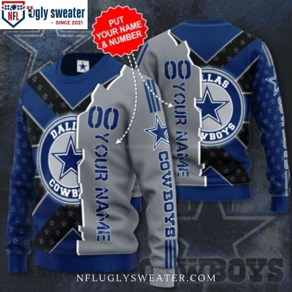 NFL Dallas Cowboys Logo Custom Name Ugly Christmas Sweater – Unique Gift For Cowboys Fans