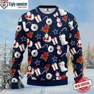 NFL Dallas Cowboys Santa Christmas Ball All Over Print Funny Xmas Sweaters, Dallas Cowboy Fan Gifts