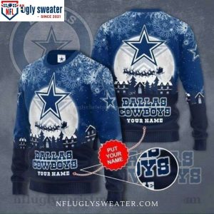 NFL Dallas Cowboys Snowy Logo Ugly Christmas Sweater – Unique Gift For Cowboys Fans