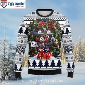 NFL Dallas Cowboys Tree Christmas Knitting Pattern All Over Print Funny Xmas Sweaters