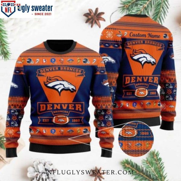 NFL Denver Broncos Football Team Logo Personalized Ugly Christmas Sweater