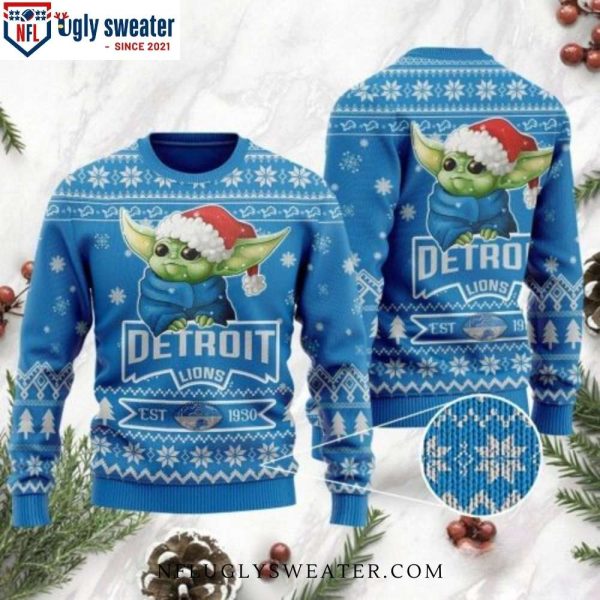 NFL Detroit Lions Baby Yoda Cute Moments Ugly Christmas Sweater