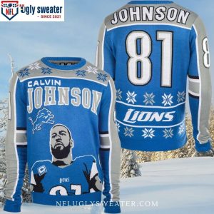 NFL Detroit Lions Calvin Johnson Player Ugly Christmas Sweater