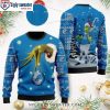 NFL Detroit Lions Logo Baby Groot And Grinch Ugly Christmas Sweater