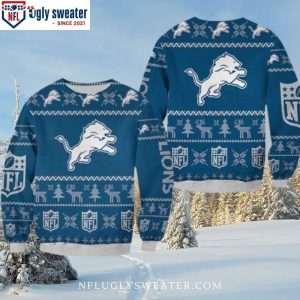 NFL Detroit Lions Logo Print Ugly Sweater – Gifts For Him