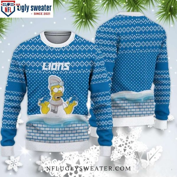 NFL Detroit Lions Ugly Christmas Sweater With Simpson Graphic